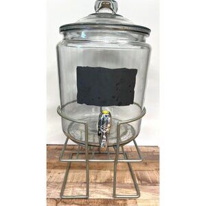 Large Glass Beverage Dispenser With Stand & Spigot 3 Gallon chalkboard label